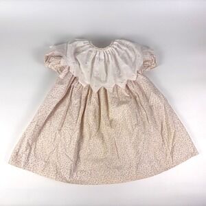 VTG Little Star Floral Dress Sz 5 Pink Oversized Embroidered Collar Prairie READ